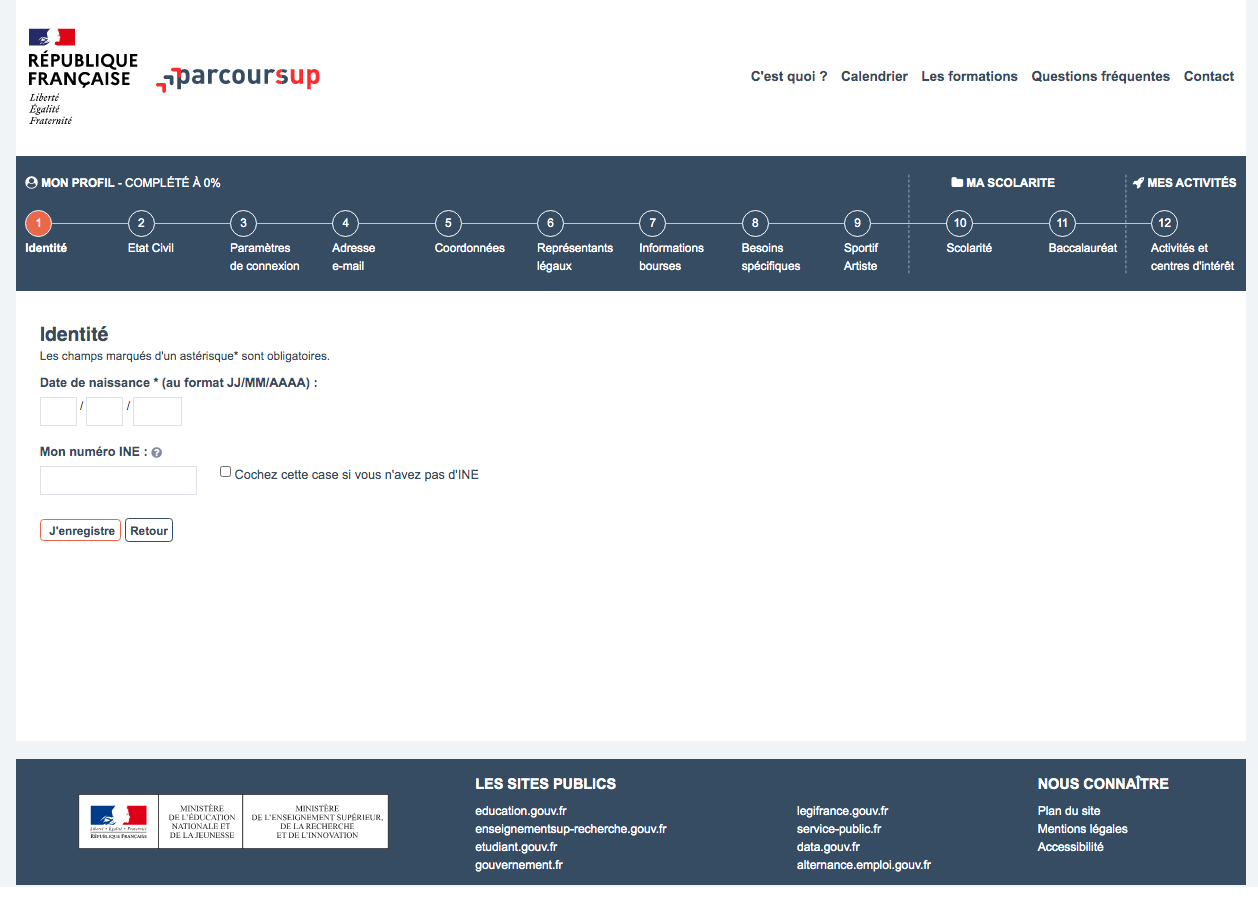 inscription parcoursup sans numéro INE