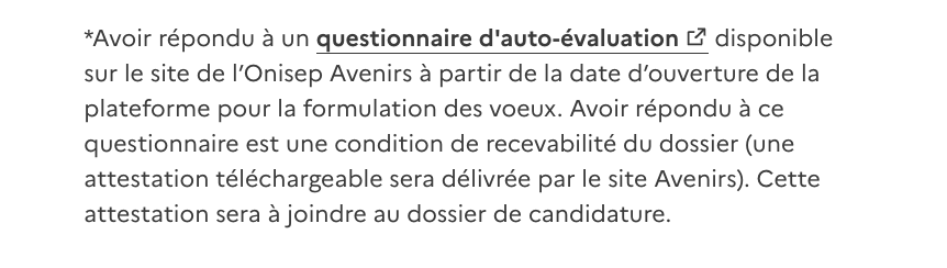 questionnaire auto évaluation droit parcoursup