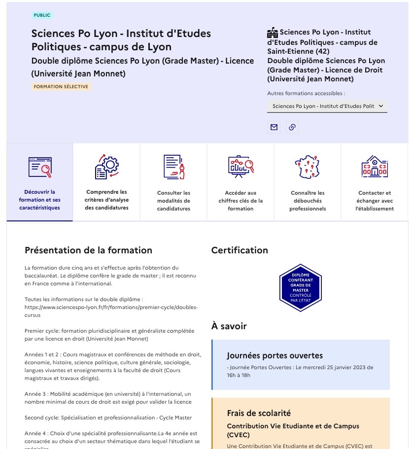 fiche Parcoursup