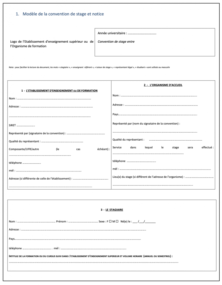 Convention de stage : quelles informations sont obligatoires