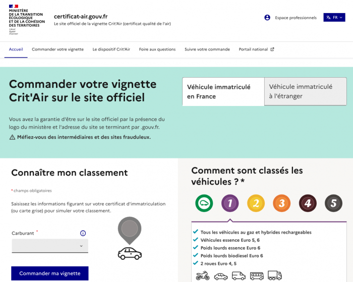 site du gouvernement crit'air