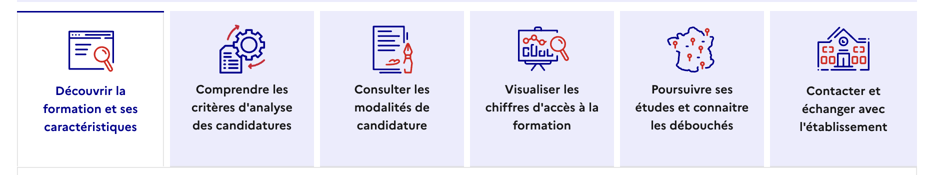 onglets fiche formation Parcoursup