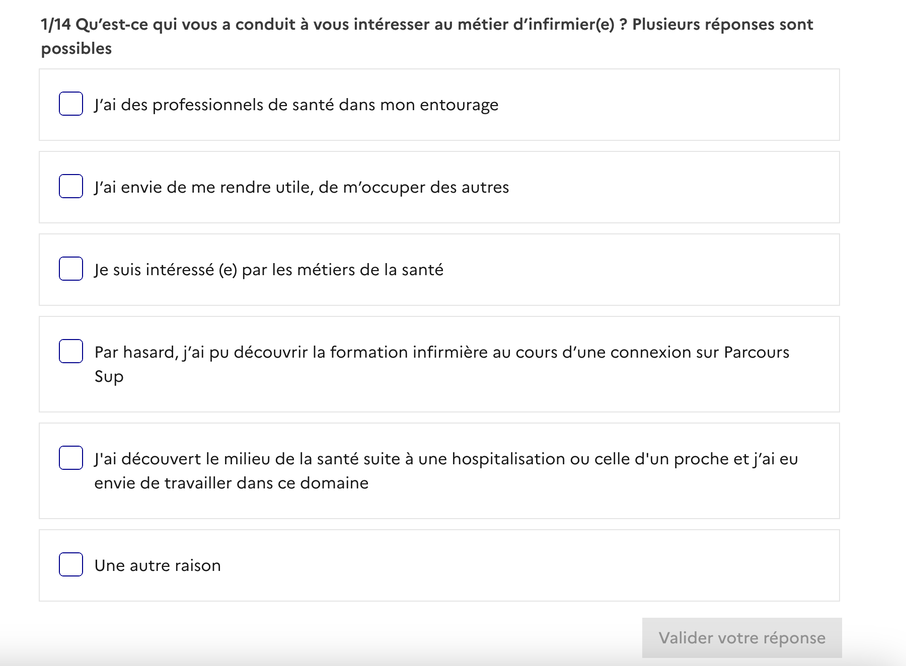 questionnaire IFSI Parcoursup