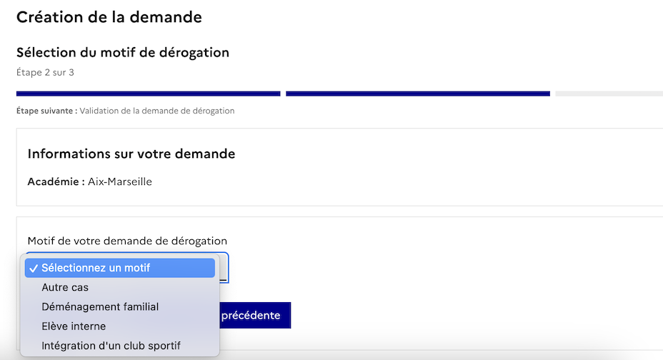 motif demande dérogation parcoursup
