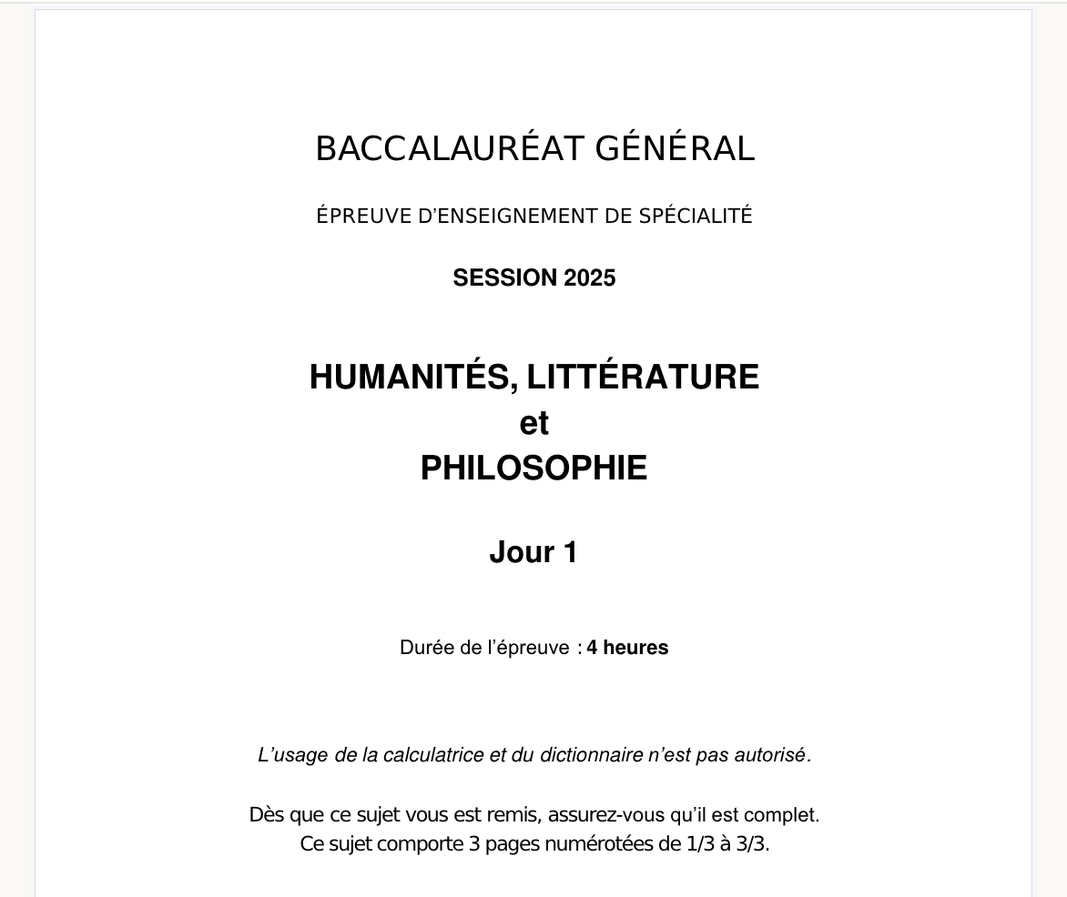 sujet bac HLP 2025 Amérique du nord