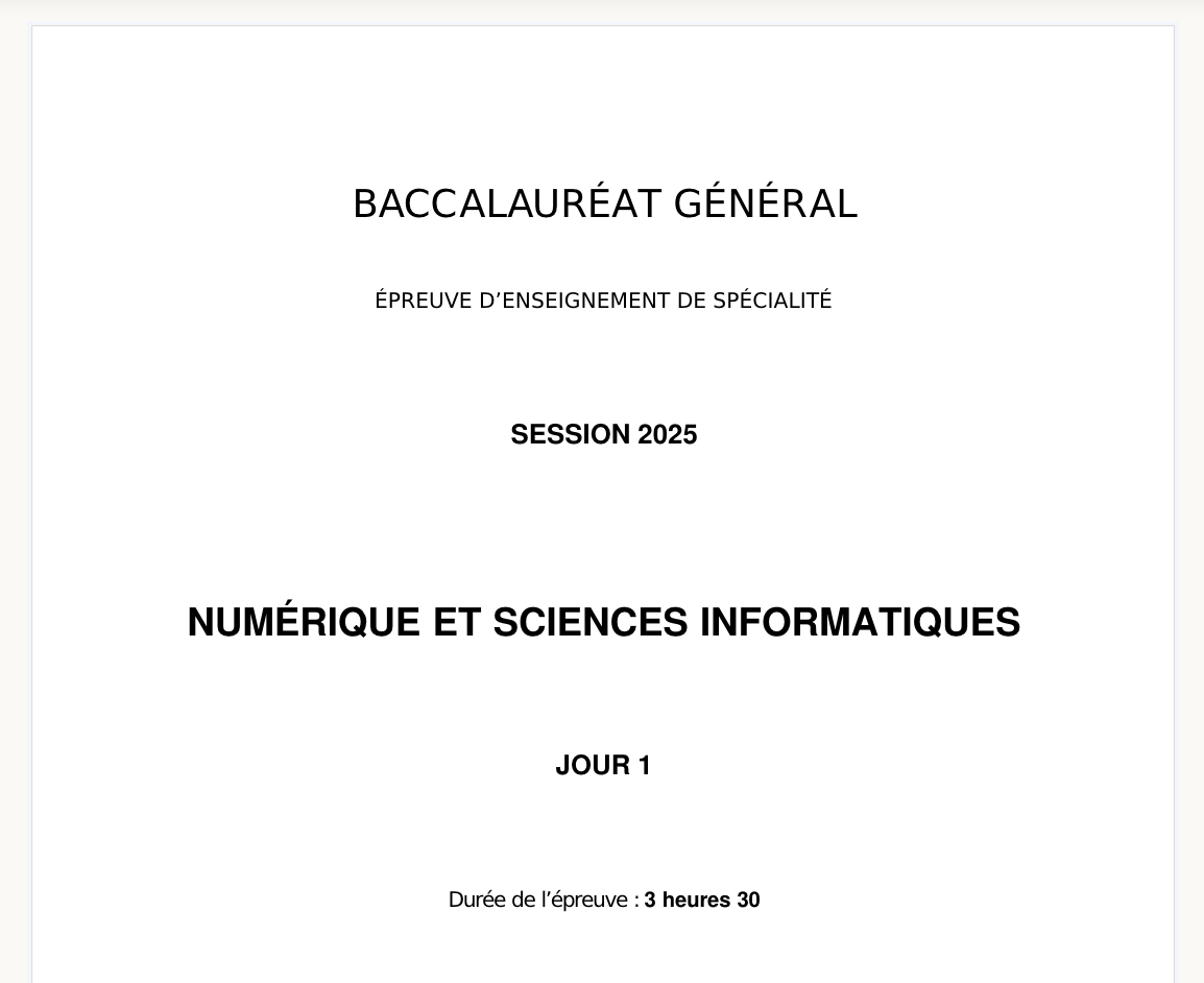 sujet bac nsi USA 2025