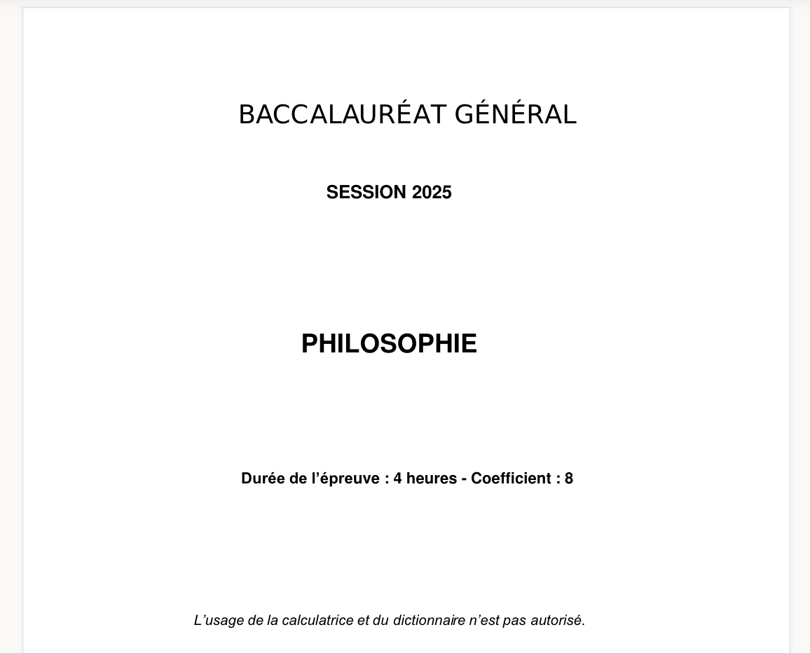 sujet bac philo 2025 Amérique du nord