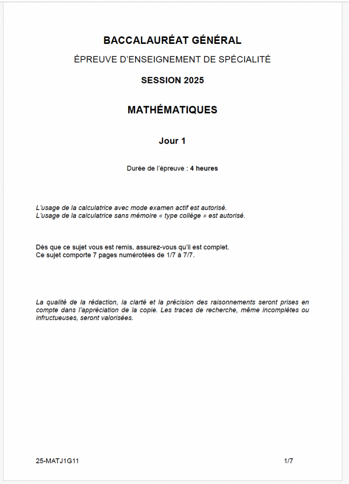 jet maths bac 2025
centres étrangers groupe 1