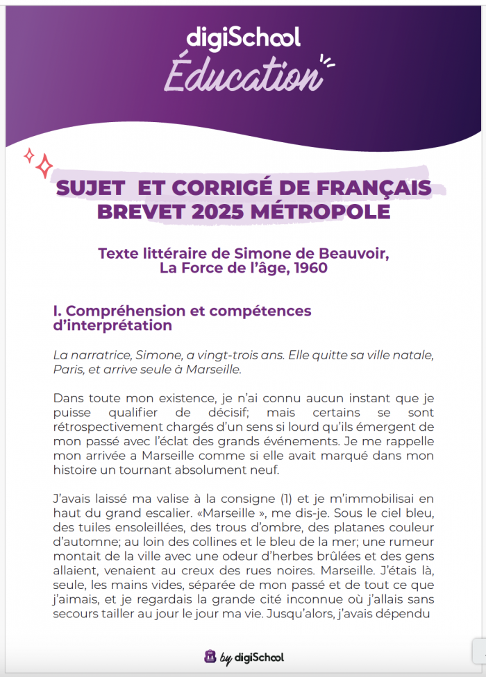 sujet brevet français 2025