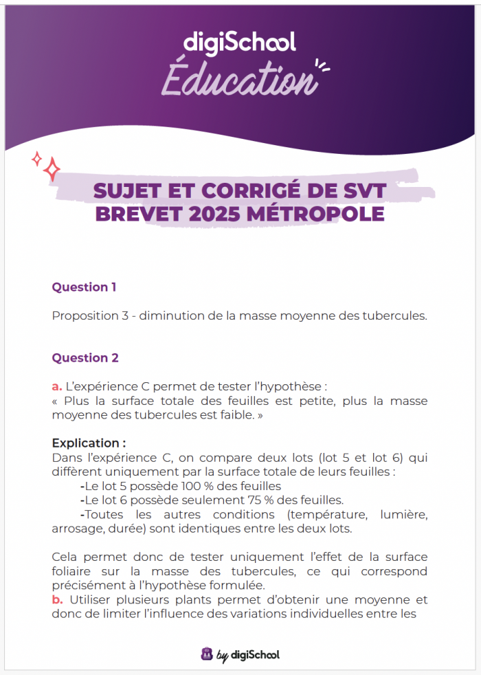 sujet brevet 2025 sciences (svt)