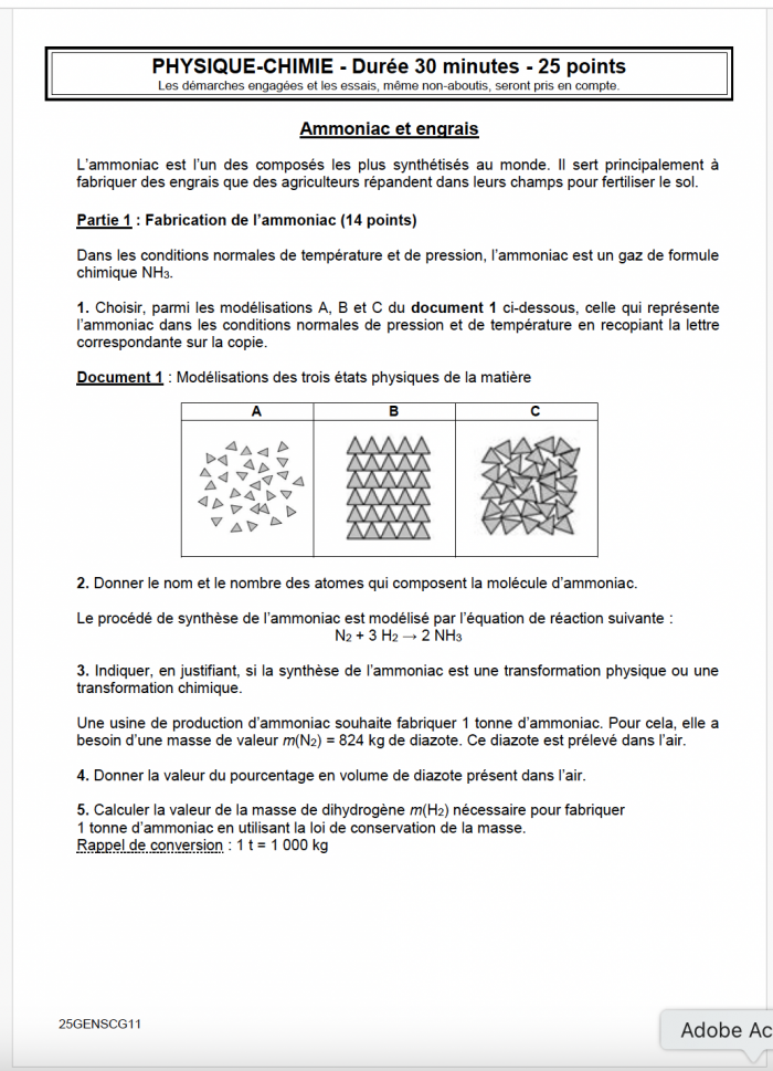 sujet brevet sciences 2025