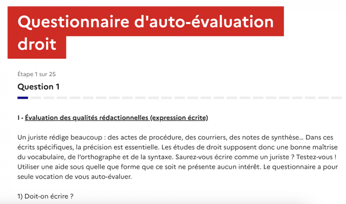 questionnaire auto-évaluation droit