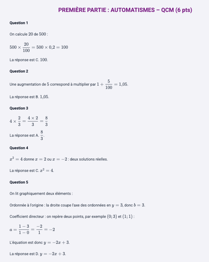 automatismes bac maths techno