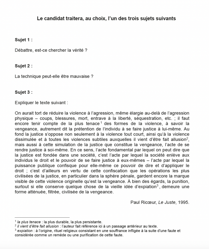 bac 2026 sujet philo techno
